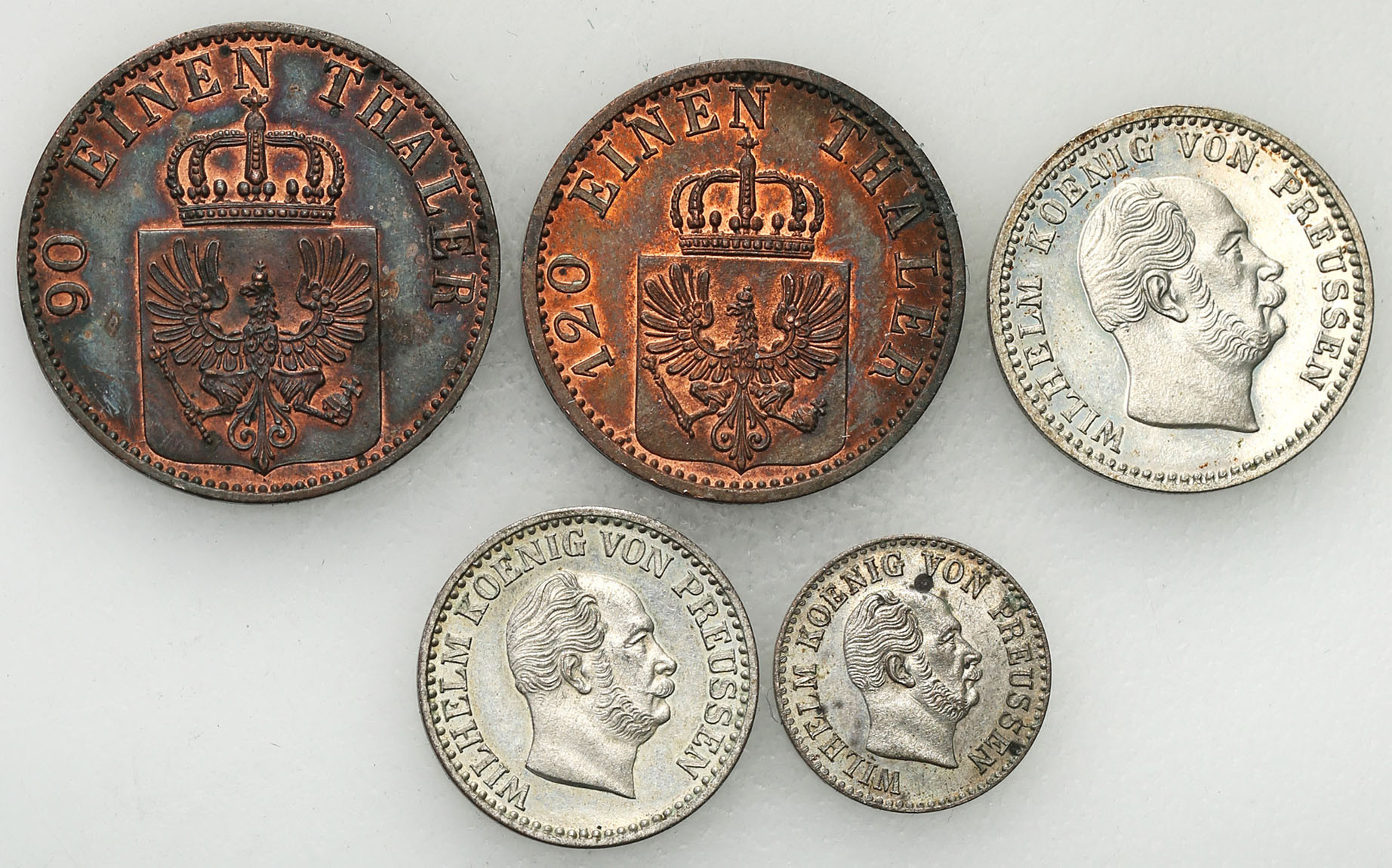 Niemcy, Prusy. Zestaw 5 monet 1863-1873